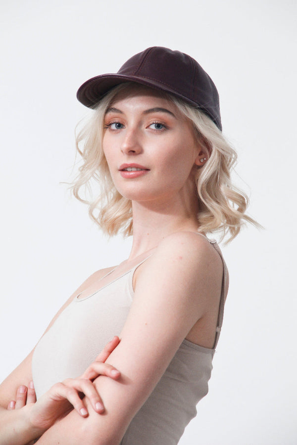 Leder Base Caps Lammnappa Bordo