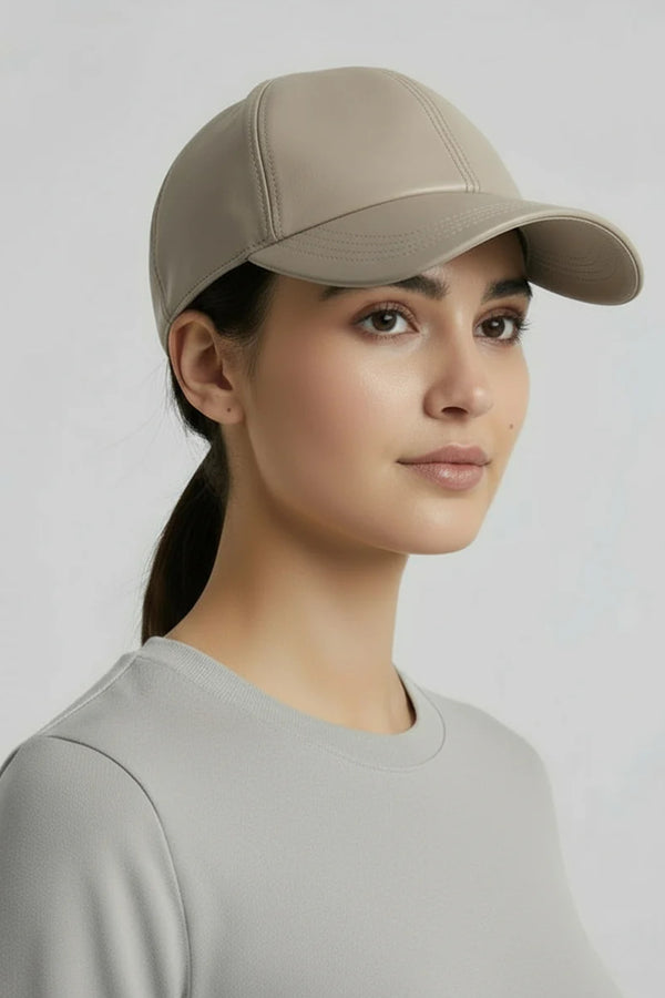 Leder Cabrio Base Cap in Toupe