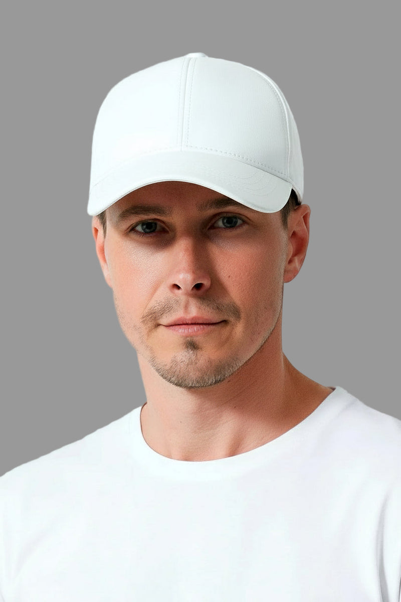 Leder Basecap Lammnappa weiß