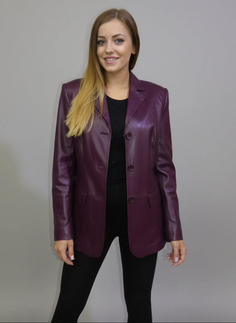 Damen Lederblazer lang