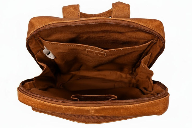 Moderner Rucksack in cognac mit Tragegriff
