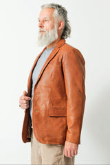 Herren Ledersakko Mais aus Lammnappa perforiert ohne Quernaehte als Zweiknopf