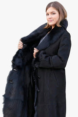 Ziegenfell Mantel Damen schwarz naturgewachsen