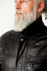 Herren Leder Blouson sportlich schwarz
