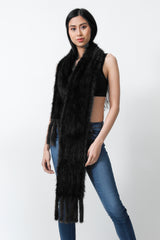 Damen Nerz Schal in schwarz