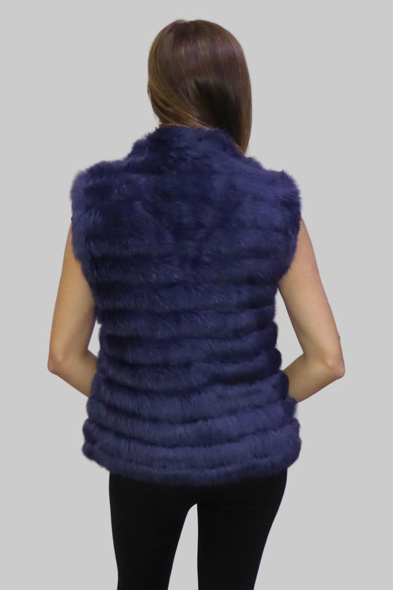Damen Pelzweste aus Kaninchen in blau