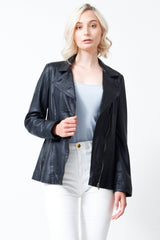 exklusive Damen lederjacke leicht schwarz Reißverschluss
