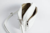 Weiße kleine Leder-Damen Schultertasche mit Riemen aus Rindnappa
