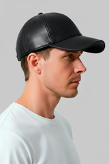 Leder Basecap Lammnappa schwarz