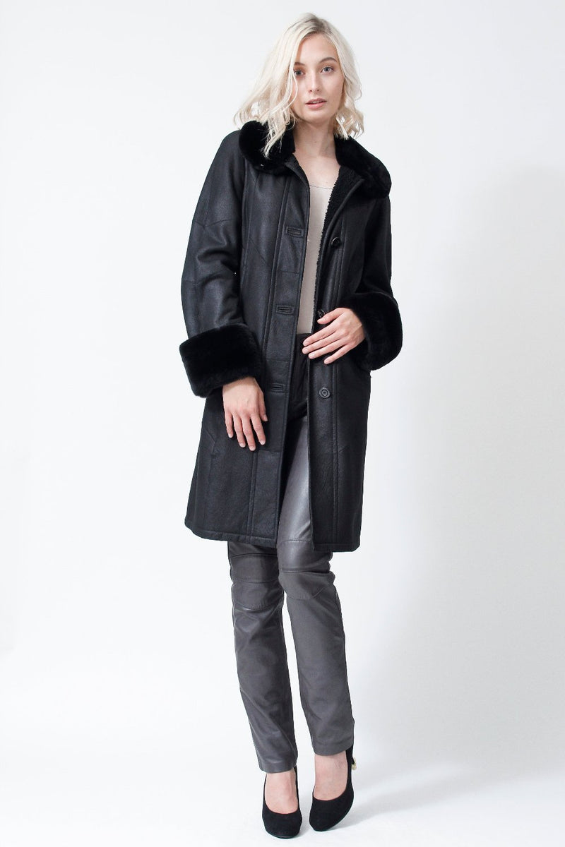 Mantel Damen Schwarze Reversibel Vespucci Lammfellmantel Christ