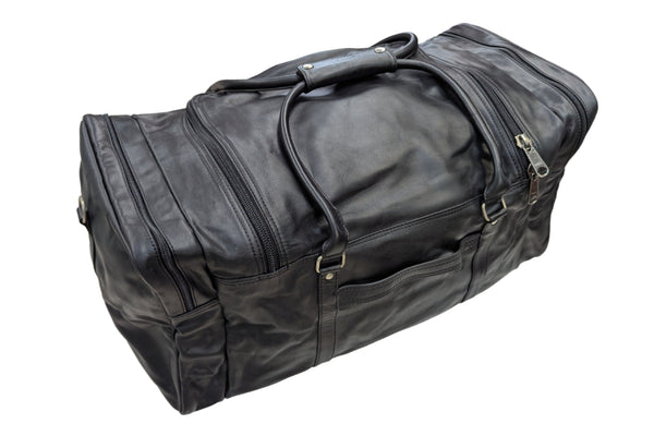 Reisetasche in schwarzem Leder mit viel Stauraum