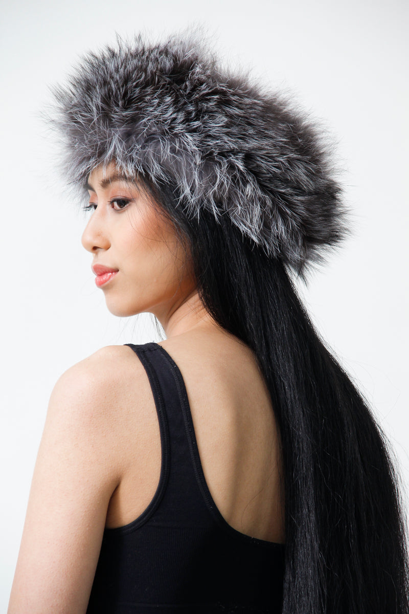 Damen Silberfuchs Stirnband