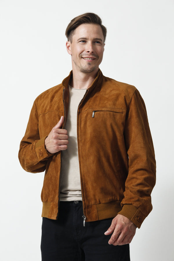 Herren Ziegenvelour Blouson Rauleder in Cognac-Leder Schmidt Online