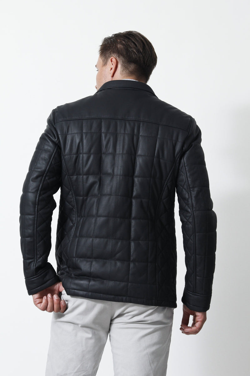 edle Herren Long Jacke im matten Lammleder und gesteppten Muster 