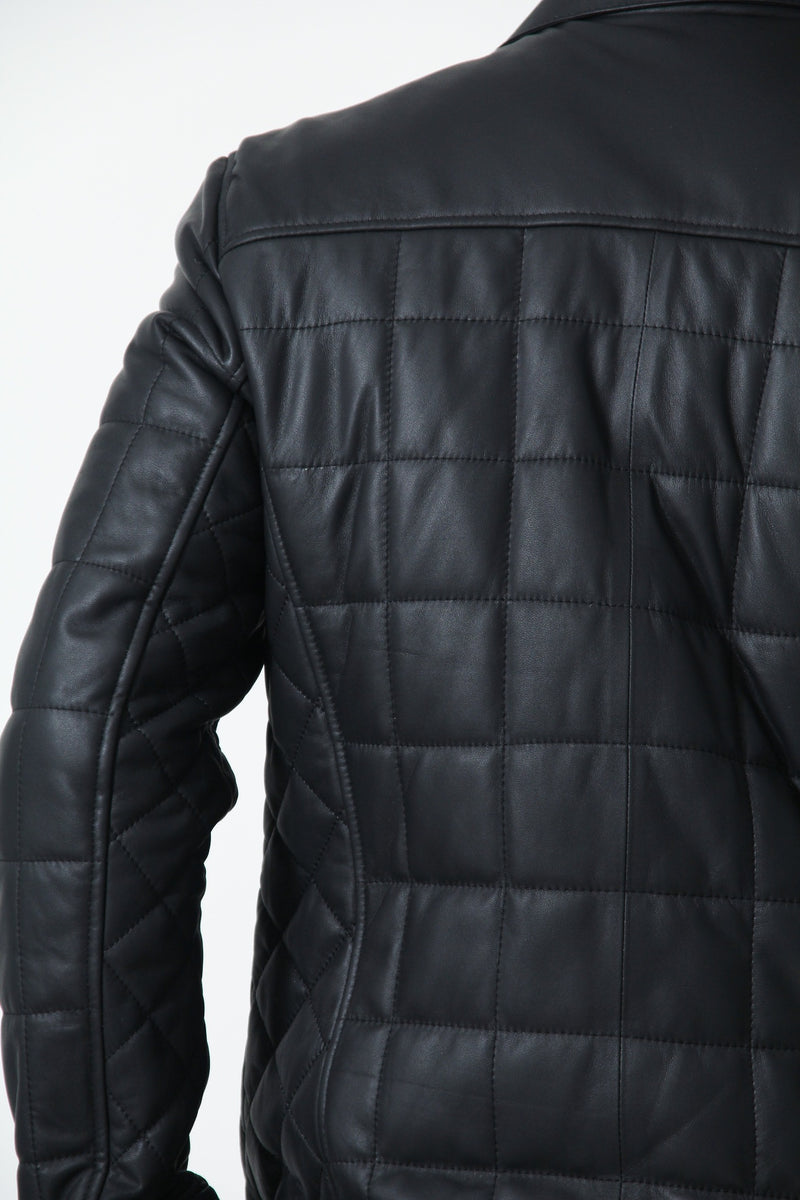 hochwertige Herren Lederjacke halblang in schwarzen mattem Leder