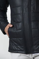 moderne Herren Jacke in Lamm-Qualität in schwarz im gesteppten  Design 