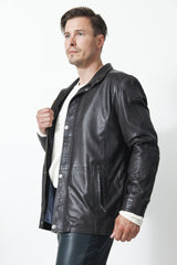 Halblange Herren Lederjacke Lammnappa Braun federleicht Leder Schmidt Online 