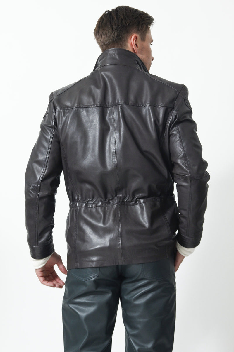 Zeitlose halblange Herren Lederjacke in Braun aus Lammnappa Leder Schmidt Online 