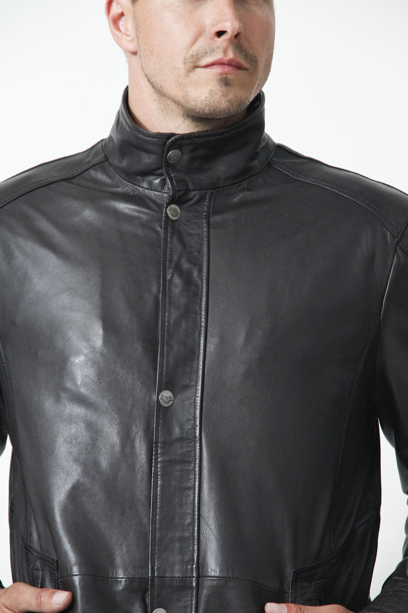 Herren Lederjacke mit Stehkragen in Lammnappa Braun -Leder Schmidt Online  