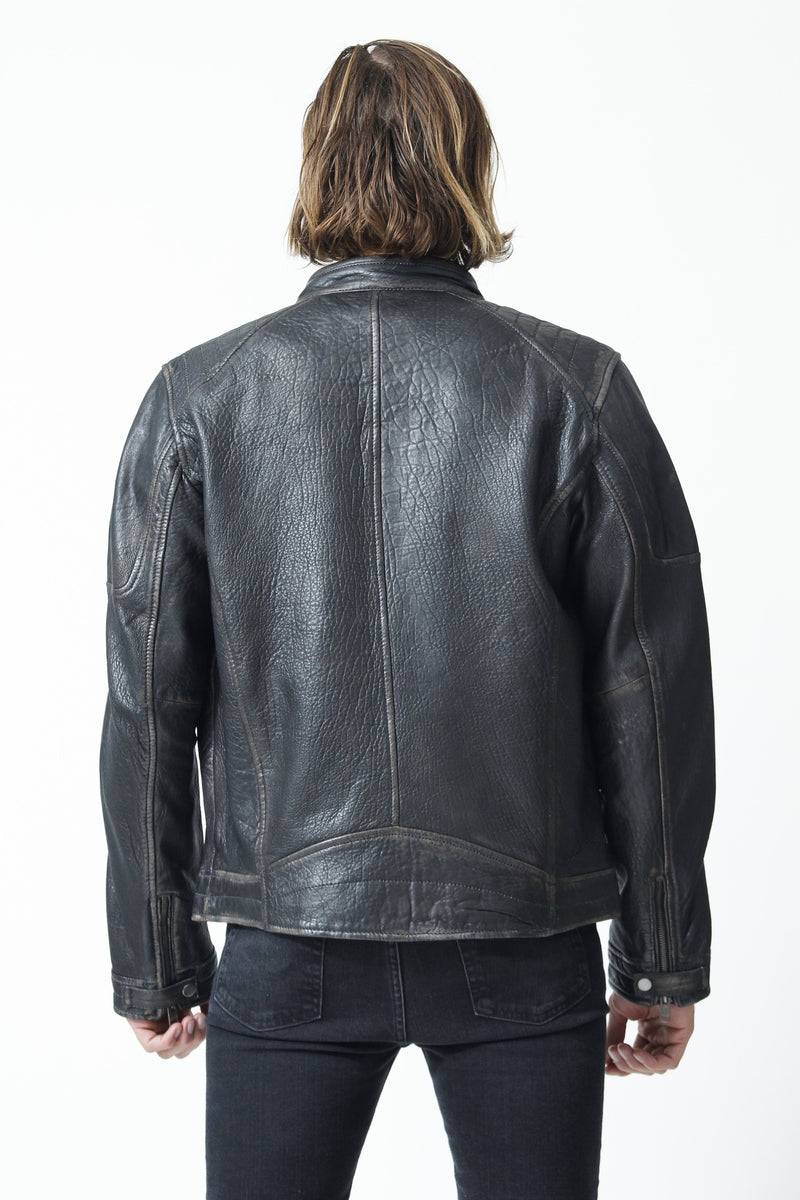 Herren Lederjacke im Bikerstyle robust in Neuseeland Lammnappa mit Bubble-Effekte