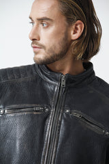 Herren Lederjacke im Bikerstyle robust in Neuseeland Lammnappa mit Bubble-Effekt