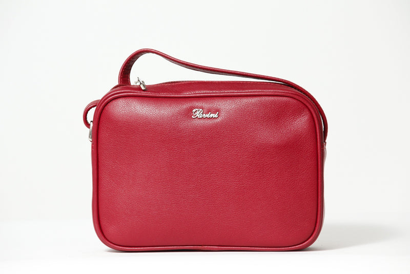 Kleine weiche rote Damen Umhänge Tasche aus feinem Rindnappa