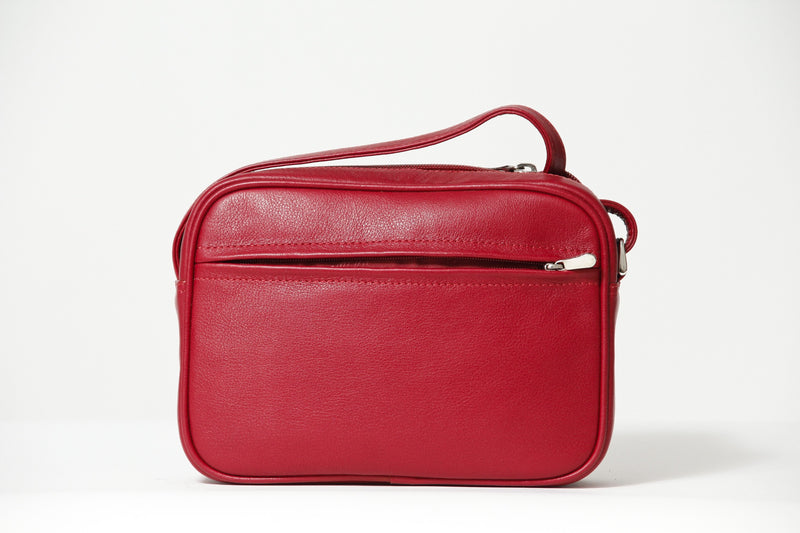 Kleine weiche rote Damen Umhänge Tasche aus feinem Rindnappa