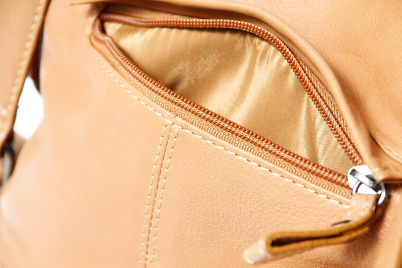 Kleine Damen-Leder-Tasche aus Kalbsnappa in cognac