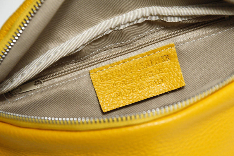 Gelbe echte Damen Bauchtasche aus Leder mit verstellbaren Riemen