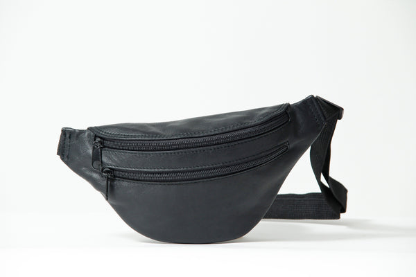 Gürtel oder Bauchtasche Unisex in Rindnappa schwarz mit einem Hauptfach 