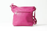 Weiche leichte Damen Ledertasche aus Rindnappa mittelgroß in Farbe Pink
