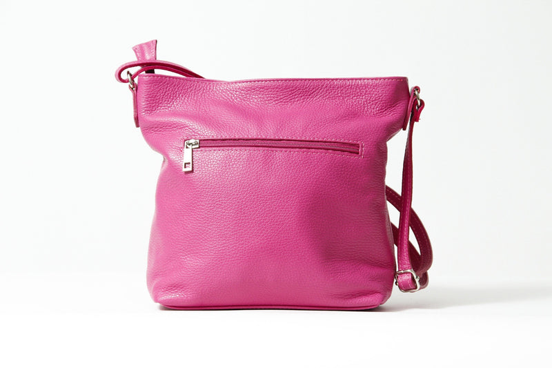 Weiche leichte Damen Ledertasche aus Rindnappa mittelgroß in Farbe Pink