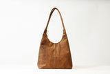 Mittelgroße Damen Lederhandtasche aus Rindsnappa in vintage Look cognac