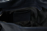 Damen Shopper aus feinstem Rindnappa Leder in Blau einseitig perforiert