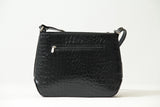 Schwarze Damen Leder-Handtasche mit langem verstellbarer Trageriemen