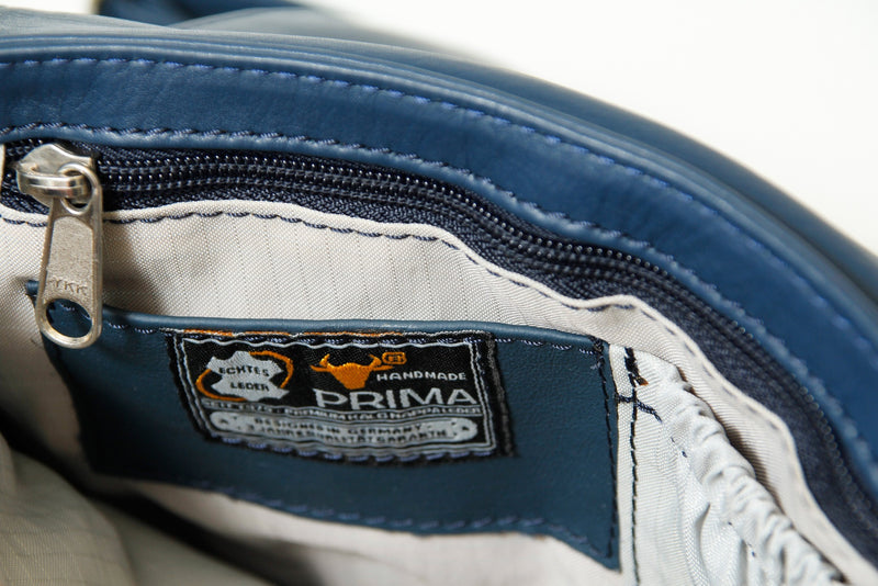 Kleine Damen Kalbsnappa Leder Schultertasche in Blau