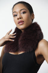 Kleiner Damen Blaufuchs Kragen in dunkel Bordo - Leder Schmidt Online