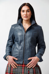 Kurze taillierte echte Damen Lederjacke aus Lammnappa in heaven vintage look