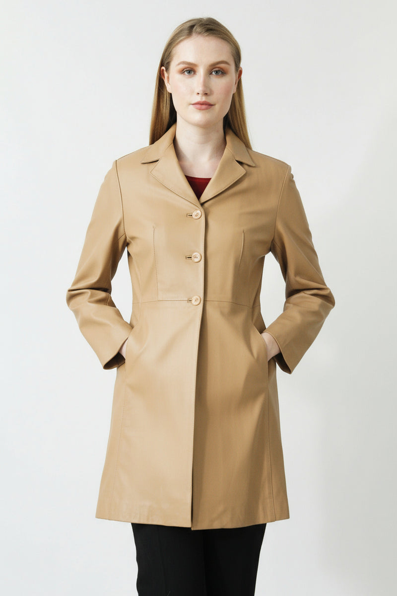 Damen Geh-Rock-aus weichem Lammnappa in der Farbe Honig 