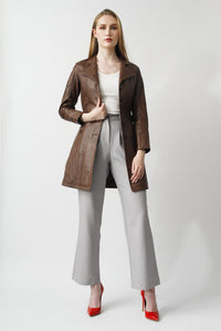 Damen Leder Kurzmantel