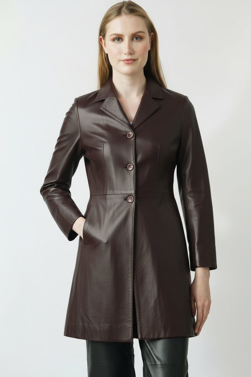 Damen Geh Rock aus weichem Lammnappa in der Farbe Bordo