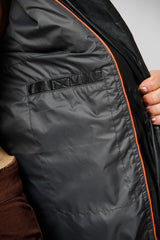Langer gesteppter Damen Lederparka aus Lammnappa schwarz für den Winter