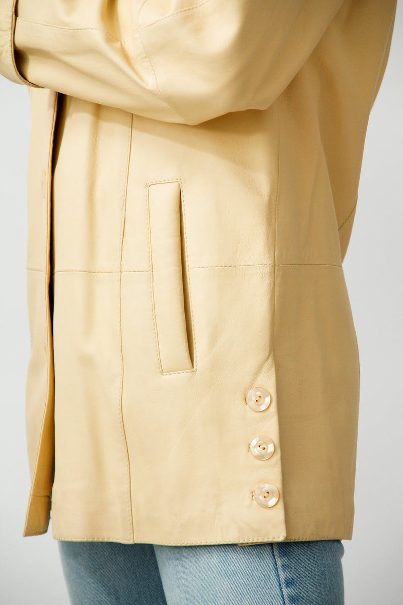 Super leichte sehr weiche Damen Lederjacke aus Lammnappa in Vanille