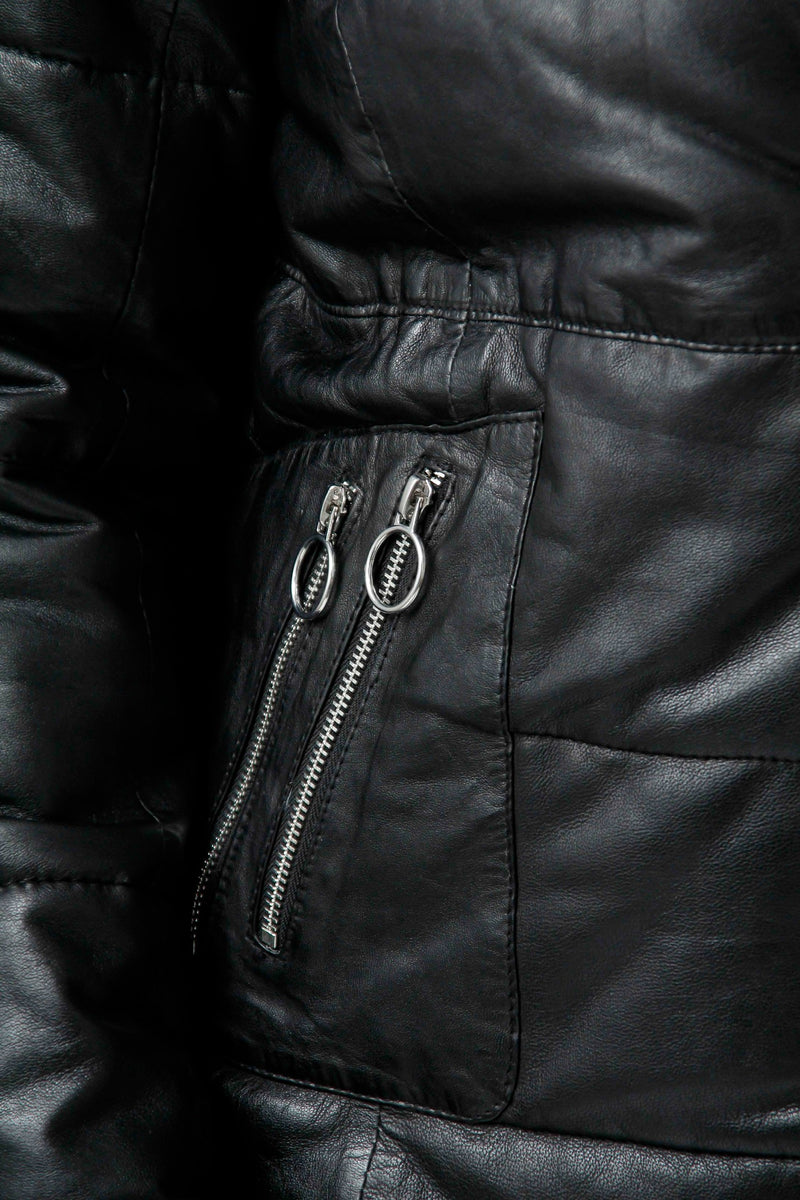 Langer gesteppter Damen Lederparka aus Lammnappa schwarz für den Winter