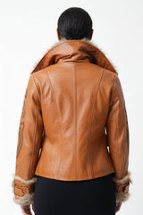 schicke kurze Damen Schaflederjacke mit Reißverschluss