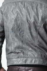 kurze Herren Lederjacke in Kringel Grey aus Lammnappa mit Schulterklappen