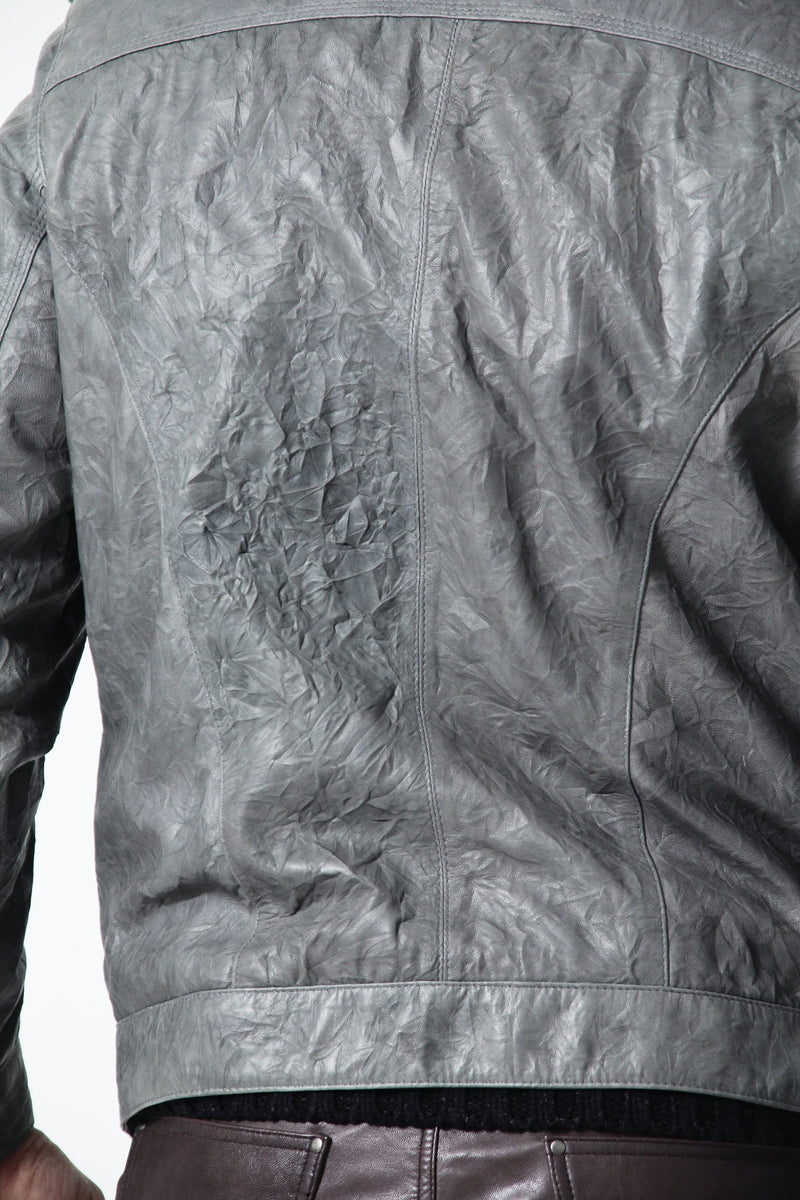 kurze Herren Lederjacke in Kringel Grey aus Lammnappa mit Schulterklappen
