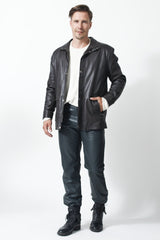 Schlichte Herren Lederjacke in Lammnappa Braun Leder Schmidt Online Hamburg