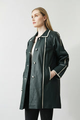 Schicker Damenswinger zweifarbig grün Weiß aus Ziegenleder und Steppfutter