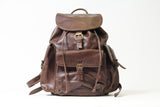Herren Alltag Leder Rucksack braun antik  mit vielen Taschen